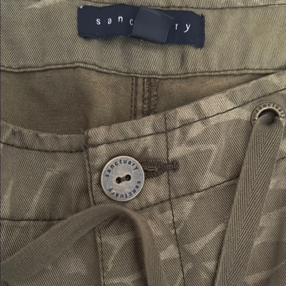 Sanctuary Green Cargo Shorts with Drawstring Waist
